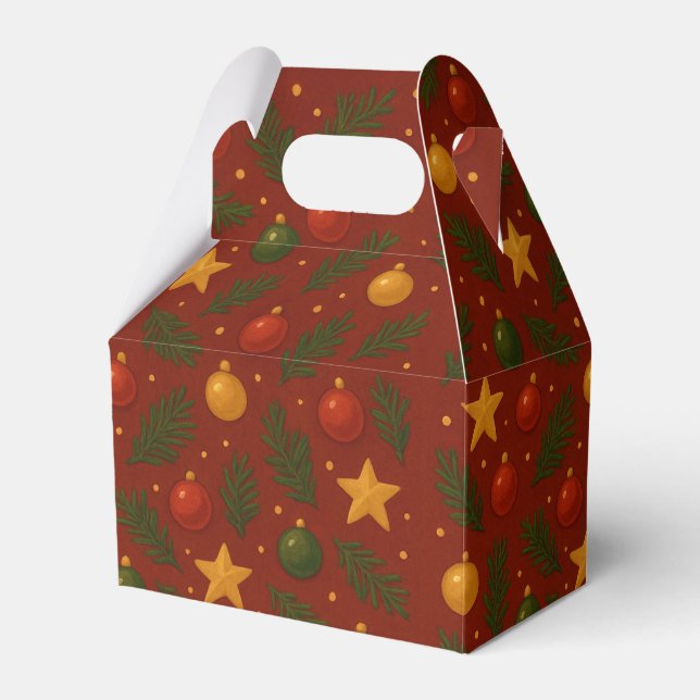 Red Christmas Favor Boxes - Classic Holiday Party Geschenkschachtel (Vorderseite)