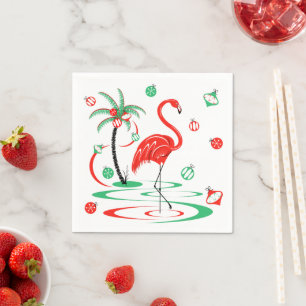 Red Christmas Flamingo Baubles napspapier Serviette