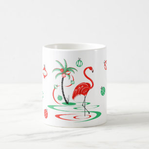Red Christmas Flamingo Baubles Tasse