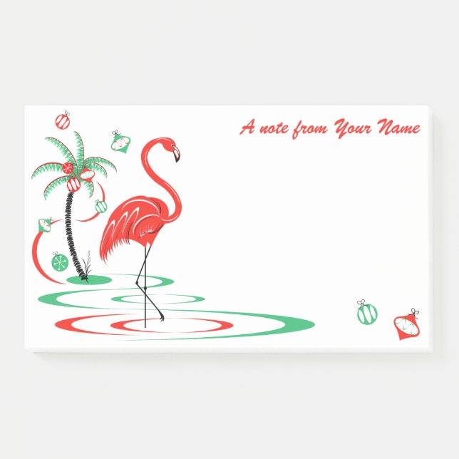 Red Christmas Flamingo Baubles Text groß Post-it Klebezettel (Vorderseite)