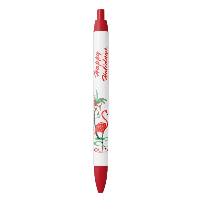 Red Christmas Flamingo Happy Holidays Stift (Vorderseite Vertikal)