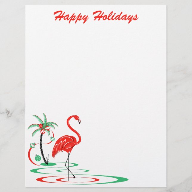 Red Christmas Flamingo Holidays Letterhead (Vorderseite)