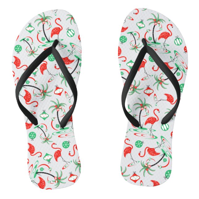 Red Christmas Flamingo Multi flip Flops (Fußbett)