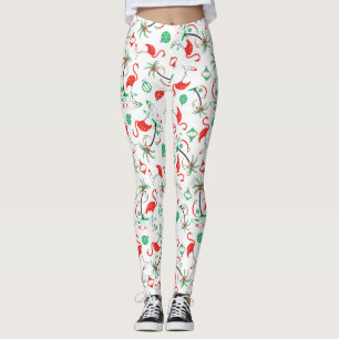 Red Christmas Flamingo Multi Leggings