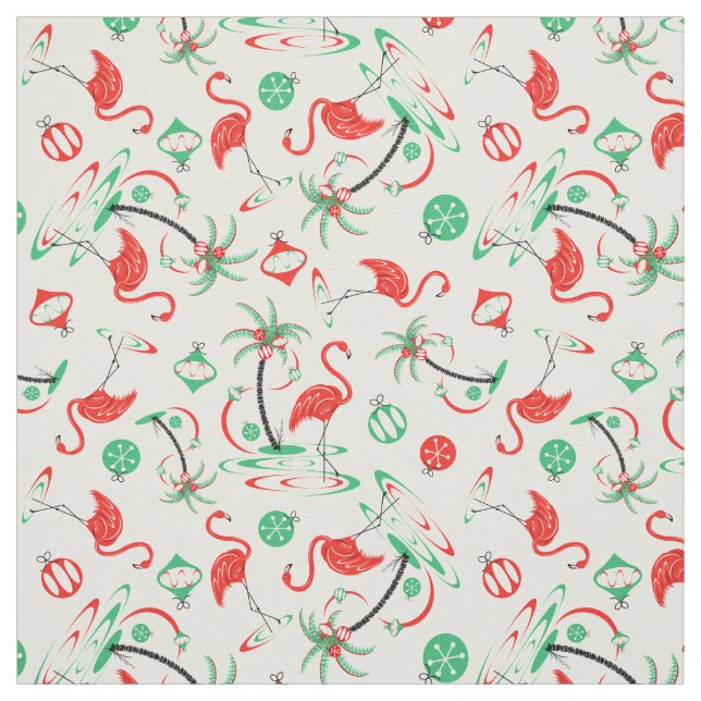 Red Christmas Flamingo Multi Stoff kleines Muster (Muster)
