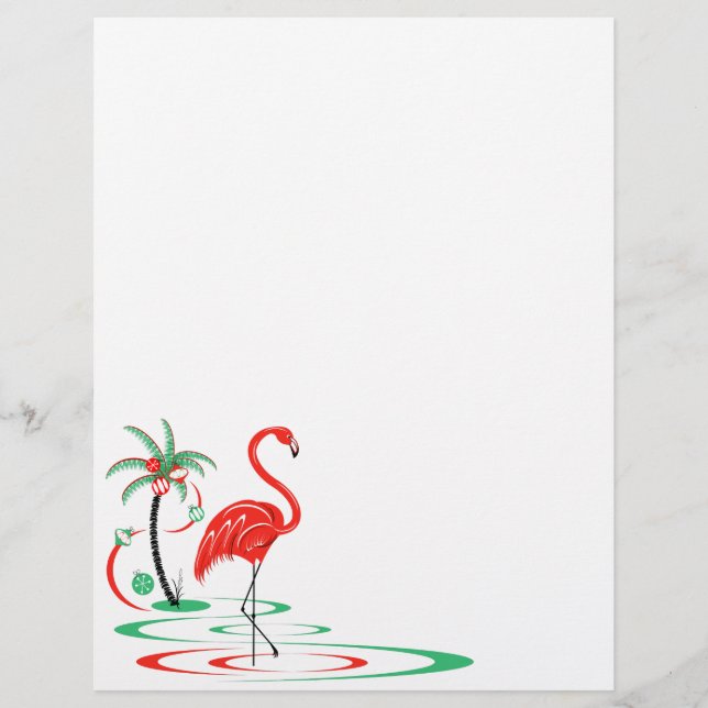Red Christmas Flamingo Papier (Vorderseite)