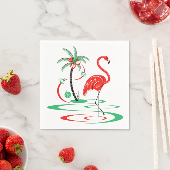 Red Christmas Flamingo Serviettenpapier Serviette (Beispiel)