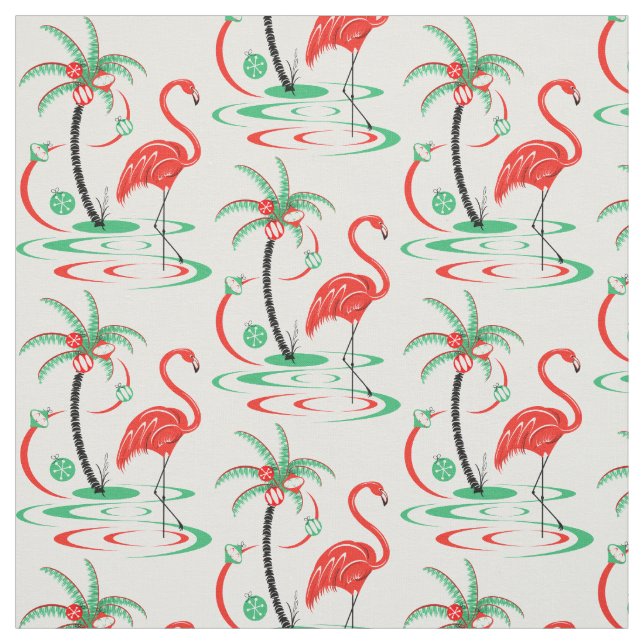 Red Christmas Flamingo Stoff kleines Muster (Muster)
