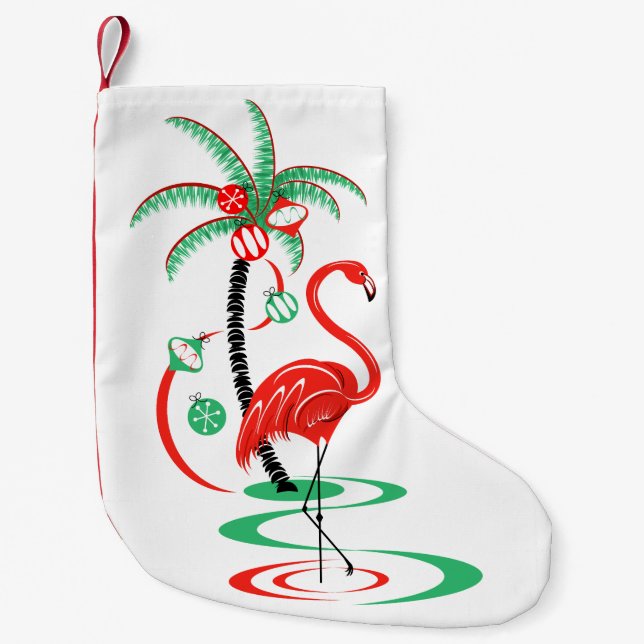 Red Christmas Flamingo Strumpf einseitig Kleiner Weihnachtsstrumpf (Vorderseite)