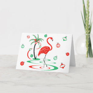 Red Christmas Flamingo Text Landschaft Feiertagskarte