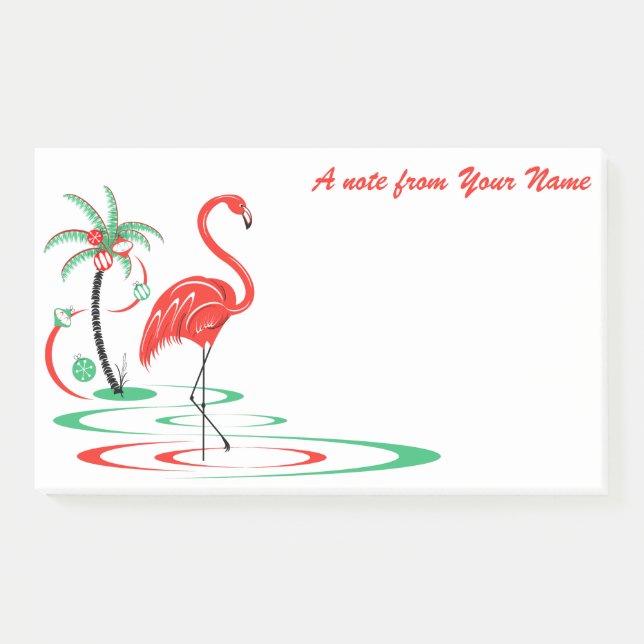Red Christmas Flamingo Text Landschaft groß Post-it Klebezettel (Vorderseite)