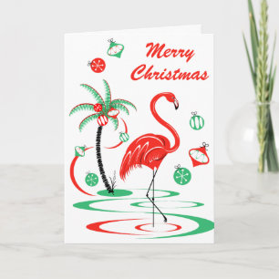 Red Christmas Flamingo Weihnachts-Text-Portrait Feiertagskarte