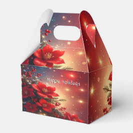 Red Christmas Floral Holiday Gift Box Geschenkschachtel