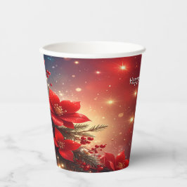 Red Christmas Floral Holiday Paper Cups Pappbecher
