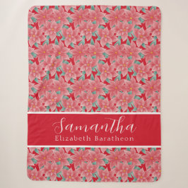 Red Christmas Floral Poinsettia Personalisierter N Sherpadecke