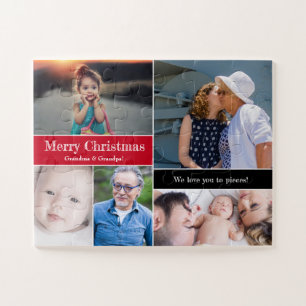 Red Christmas Foto Collage Wir Liebe Sie zu Stücke Puzzle