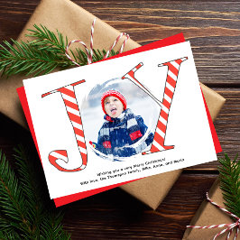 Red Christmas Foto Joy Typografy Feiertagskarte