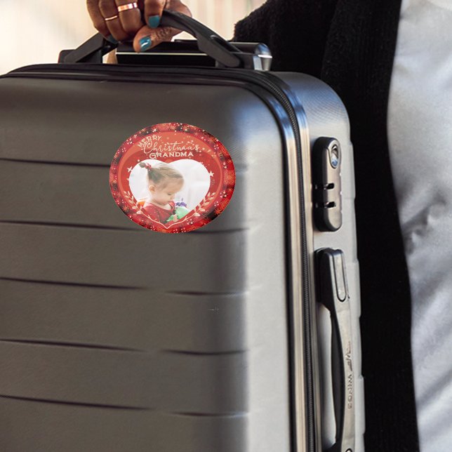 RED Christmas Foto Oma Magnet (RED Christmas Photo Grandma Magnet)