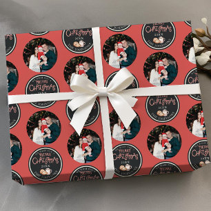 Red Christmas Foto Wrapping Paper mit Meldung Geschenkpapier