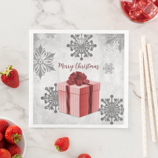 Red Christmas Geschenk Holiday Paper Napkin Serviette (Beispiel)