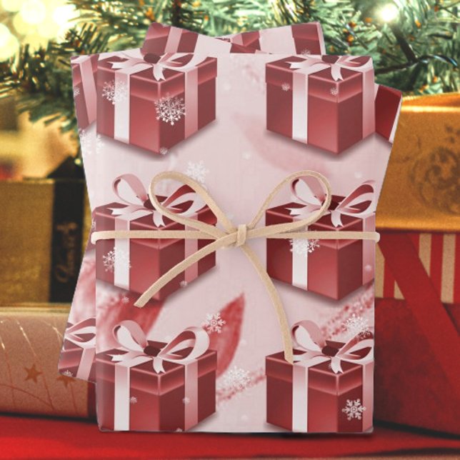 Red Christmas Geschenkpapier Set (Red Christmas Gift Wrapping Paper)