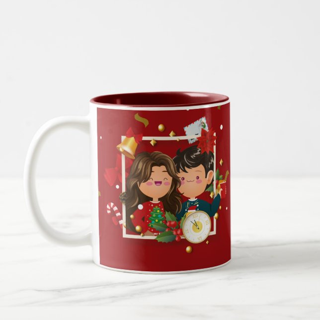 Red Christmas Gift Mug Zweifarbige Tasse (Links)