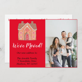 Red Christmas Gingerbread Zuhause Foto Moving Feiertagskarte