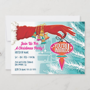 Red Christmas Glove Party Einladung