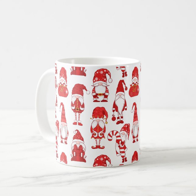 Red Christmas Gnome Character Pattern Kaffeetasse (Vorderseite Links)