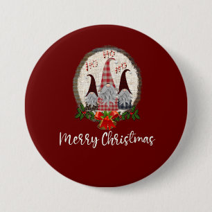 Red Christmas Gnomes Trendy Elves Button