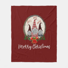 Red Christmas Gnomes Trendy Elves Fleecedecke