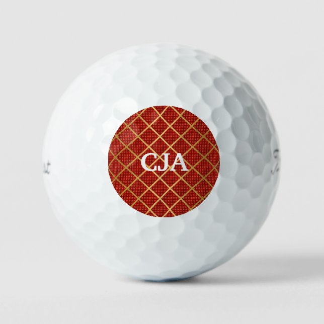 Red Christmas GOLD CUSTOM GOLF BALLS Golfball (Vorderseite)