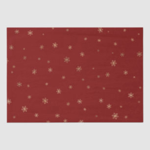 Red Christmas Gold Snowflakes Seidenpapier