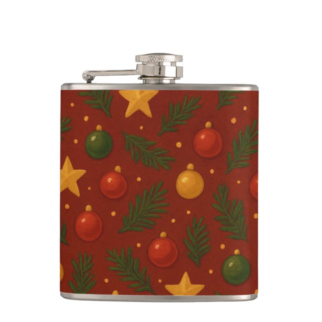 Red Christmas Hip Flask - Klassisches Weihnachtsge Flachmann (Vorderseite)