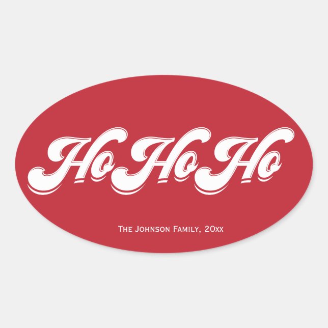 Red Christmas Ho Ho Ho Oval Stickers (Vorderseite)