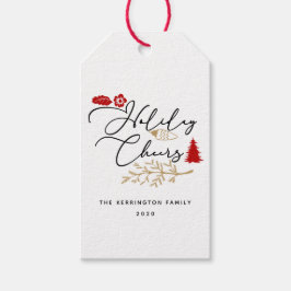 Red Christmas Holiday Cheers Geschenkanhänger