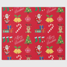 Red Christmas Icons Wrapper Paper