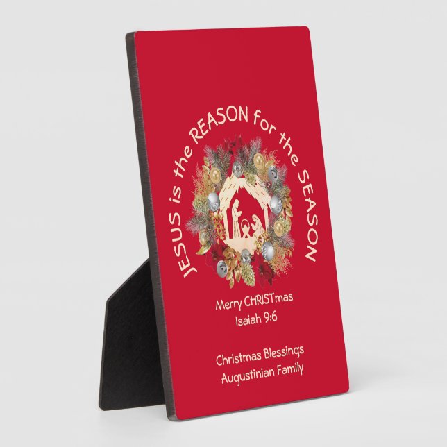 Red Christmas JESUS IST DIE REASON Plaque Fotoplatte (Seite)