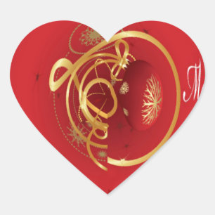 Red Christmas Jingle Bells haben einen gesegneten  Herz-Aufkleber