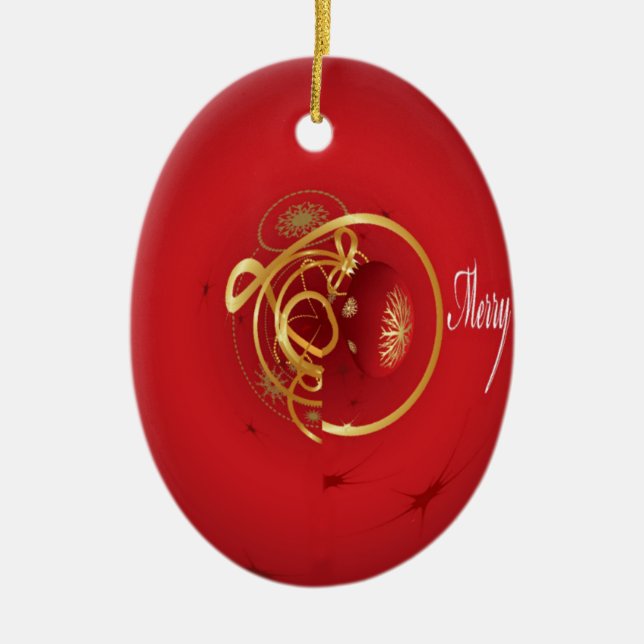 Red Christmas Jingle Bells haben einen gesegneten  Keramik Ornament (Vorne)