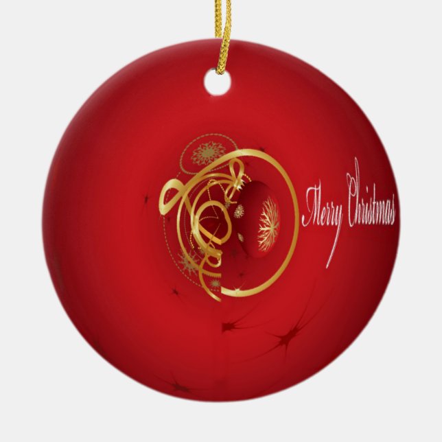 Red Christmas Jingle Bells haben einen gesegneten  Keramikornament (Vorne)