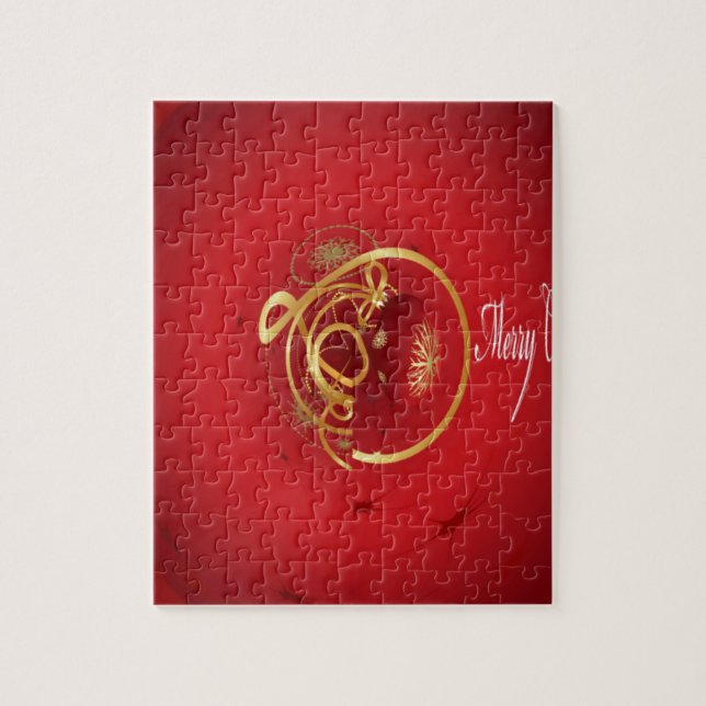 Red Christmas Jingle Bells haben einen gesegneten  Puzzle (Vertikal)