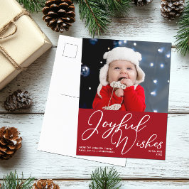 Red Christmas Joyful wünscht festlichen Foto Urlau Postkarte