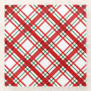 Red Christmas Kariert Glass Untersetzer