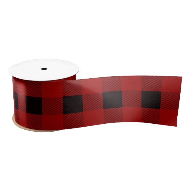 Red Christmas Karierte Muster Custom Satinband (Spule)