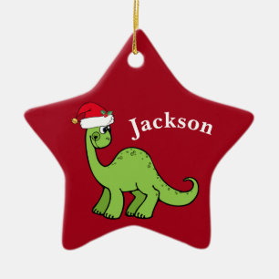 Red Christmas Kids Dinosaurier Santa Star Custom Keramik Ornament