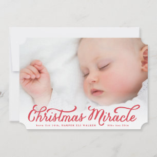 Red Christmas Miracle Holiday Birth Ankündigung