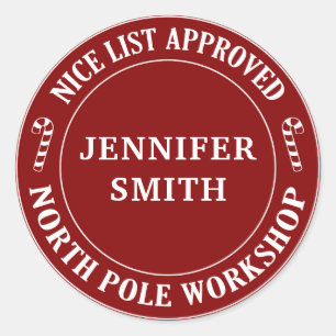 Red Christmas Nice Liste Geschenkstift Runder Aufkleber
