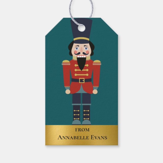 Red Christmas Nutcracker personalisieren Geschenkanhänger (Vorderseite)