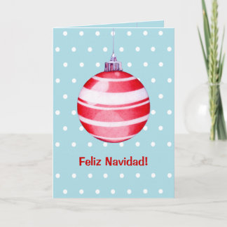 Red Christmas Ornament blue Feiertagskarte